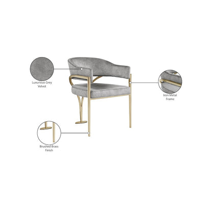 Madelyn Grey Velvet Dining Chair, Set of 2