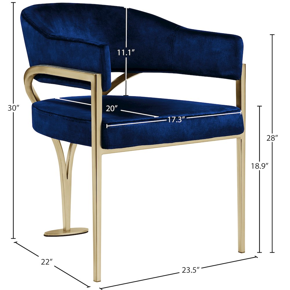 Madelyn Navy Velvet Dining Chair, Set of 2