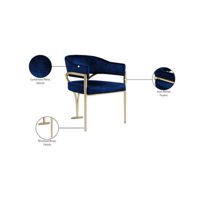 Madelyn Navy Velvet Dining Chair, Set of 2