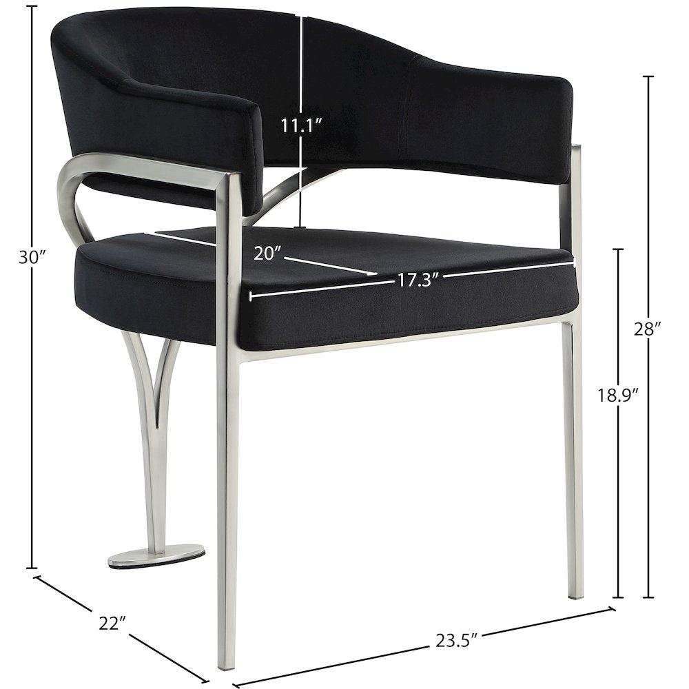 Madelyn Black Velvet Dining Chair, Set of 2