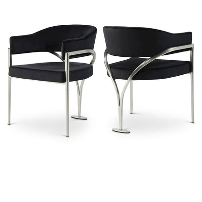 Madelyn Black Velvet Dining Chair, Set of 2
