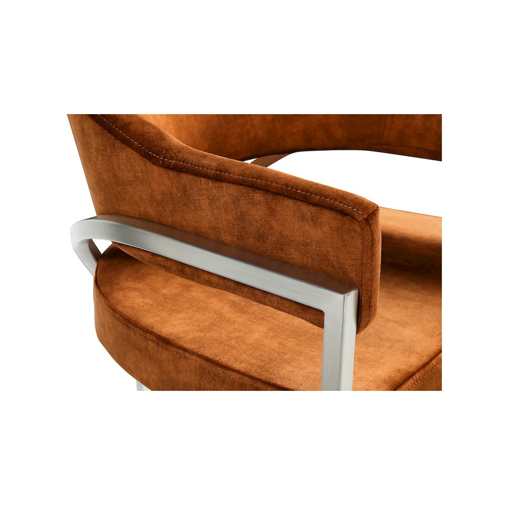 Madelyn Cognac Velvet Dining Chair, Set of 2