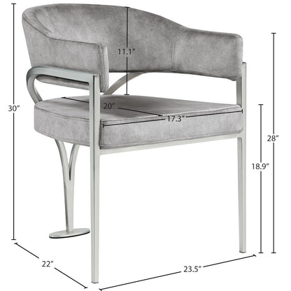 Madelyn Grey Velvet Dining Chair, Set of 2