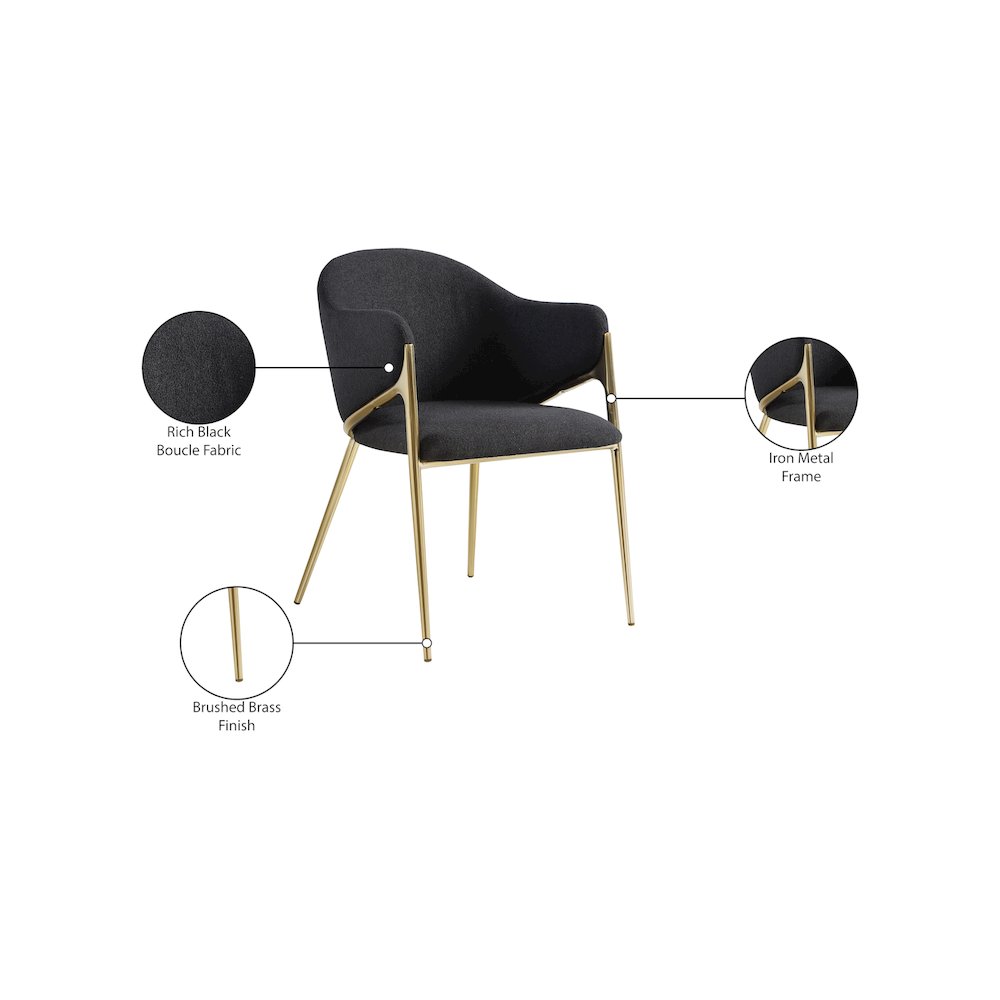Nial Black Boucle Fabric Dining Chair, Set of 2