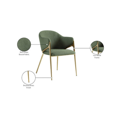 Nial Green Boucle Fabric Dining Chair, Set of 2