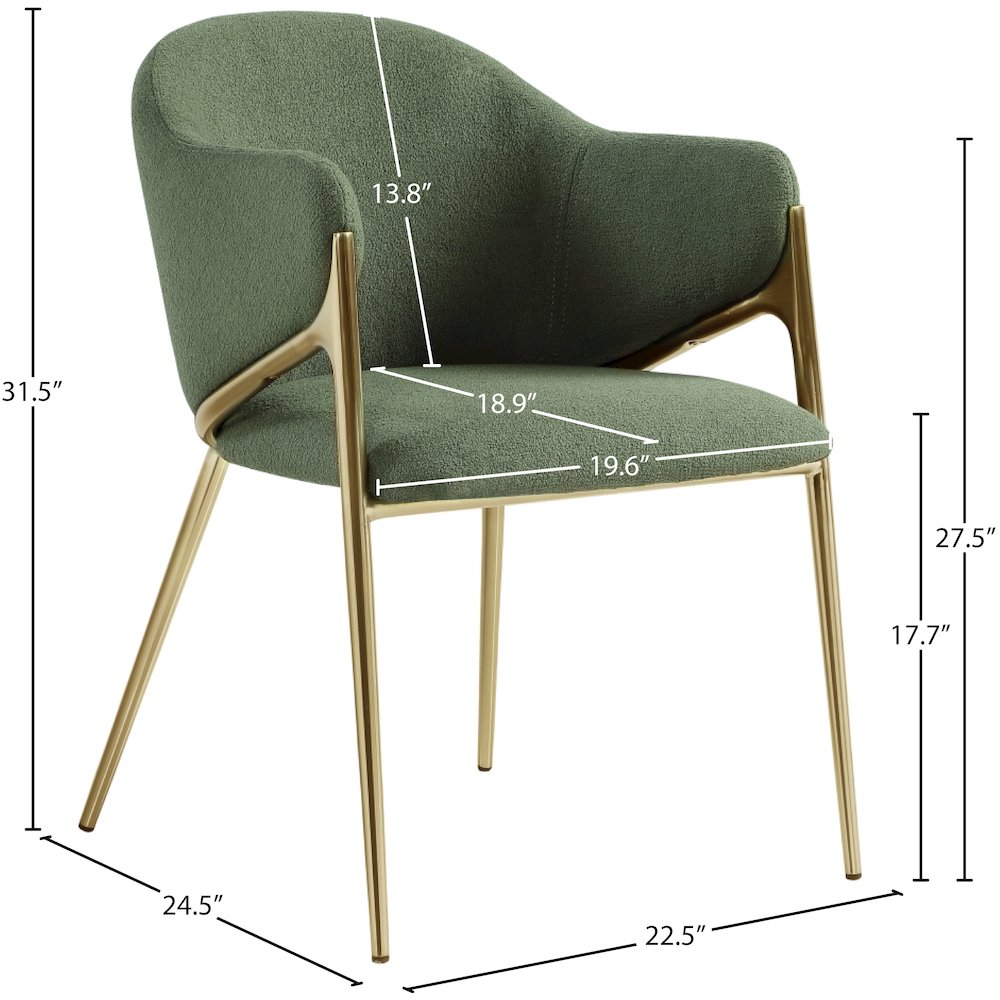 Nial Green Boucle Fabric Dining Chair, Set of 2
