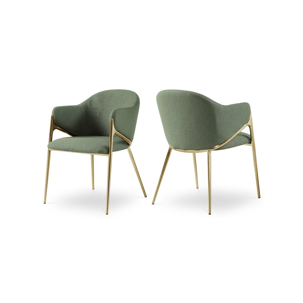 Nial Green Boucle Fabric Dining Chair, Set of 2