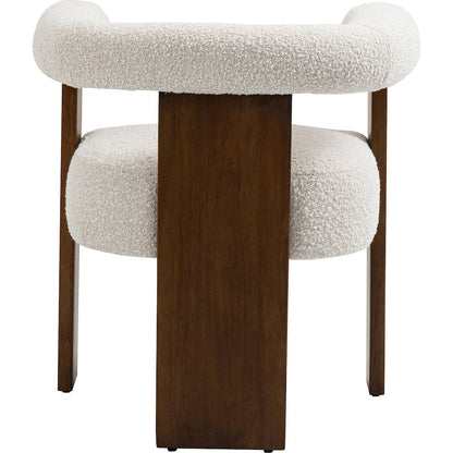 Barrel Cream Boucle Fabric Dining Chair
