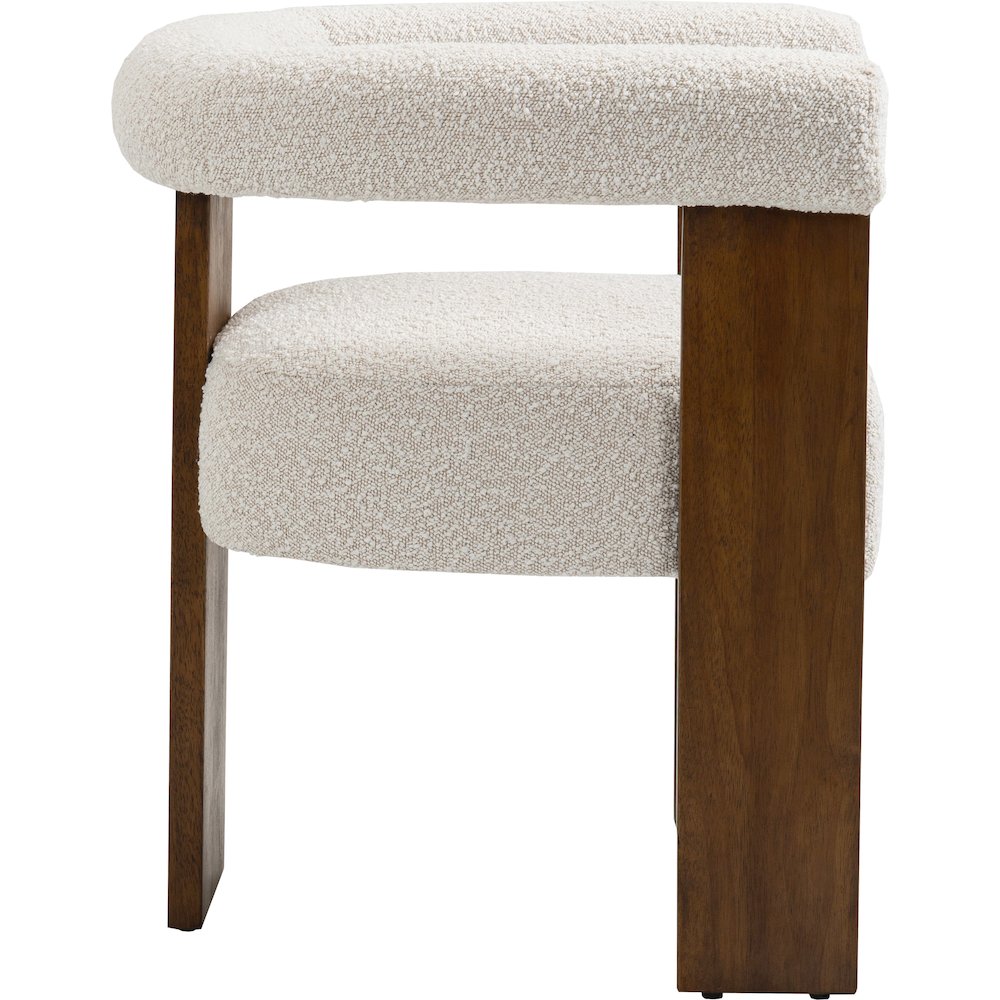Barrel Cream Boucle Fabric Dining Chair