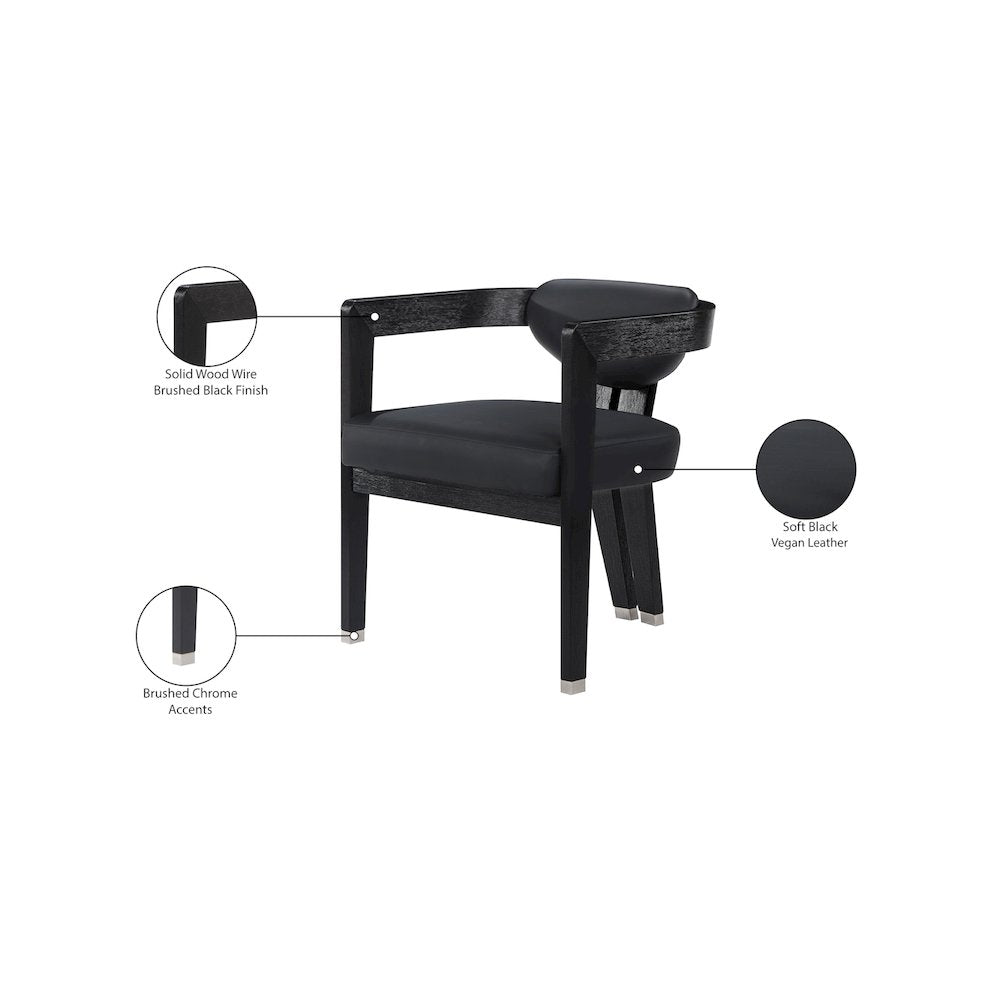 Carlyle Black Vegan Leather Dining Chair