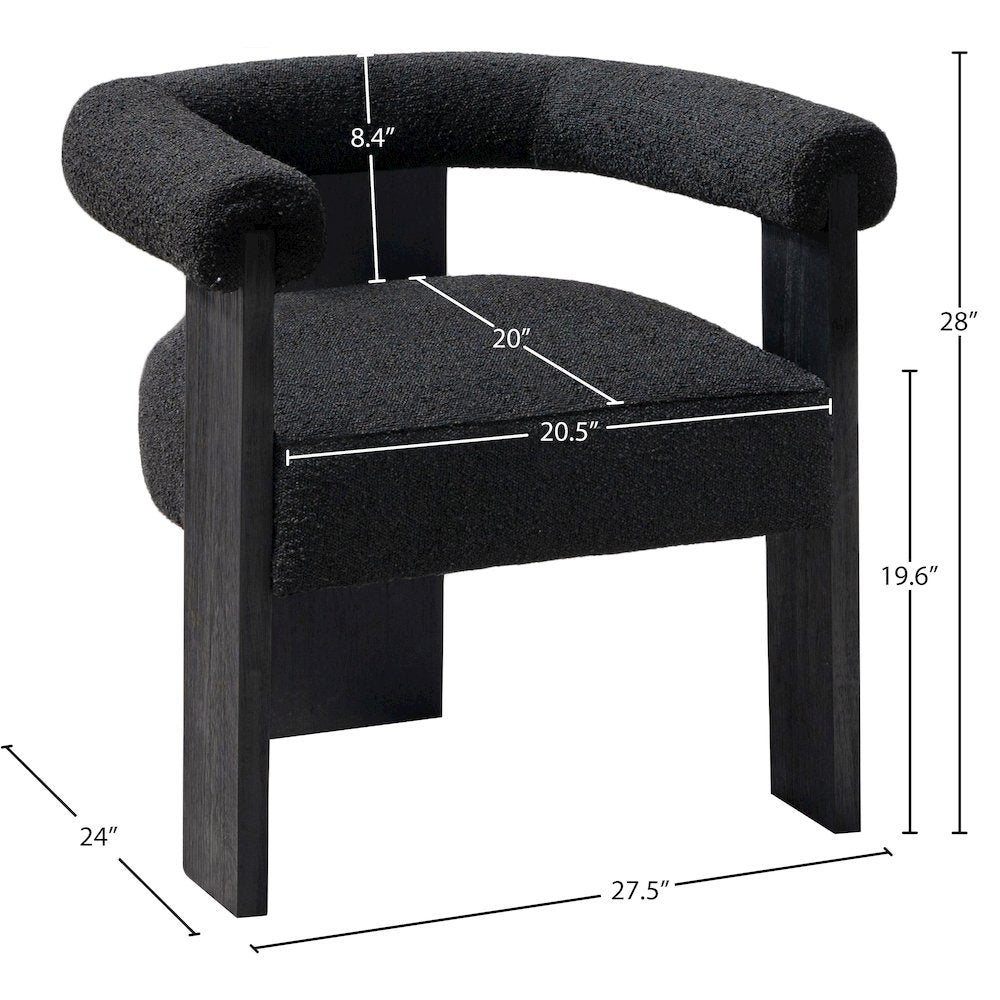 Barrel Black Boucle Fabric Dining Chair