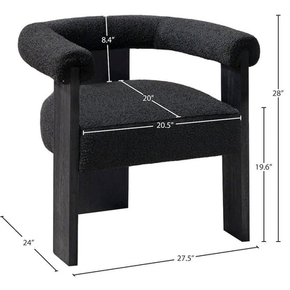 Barrel Black Boucle Fabric Dining Chair