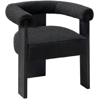 Barrel Black Boucle Fabric Dining Chair
