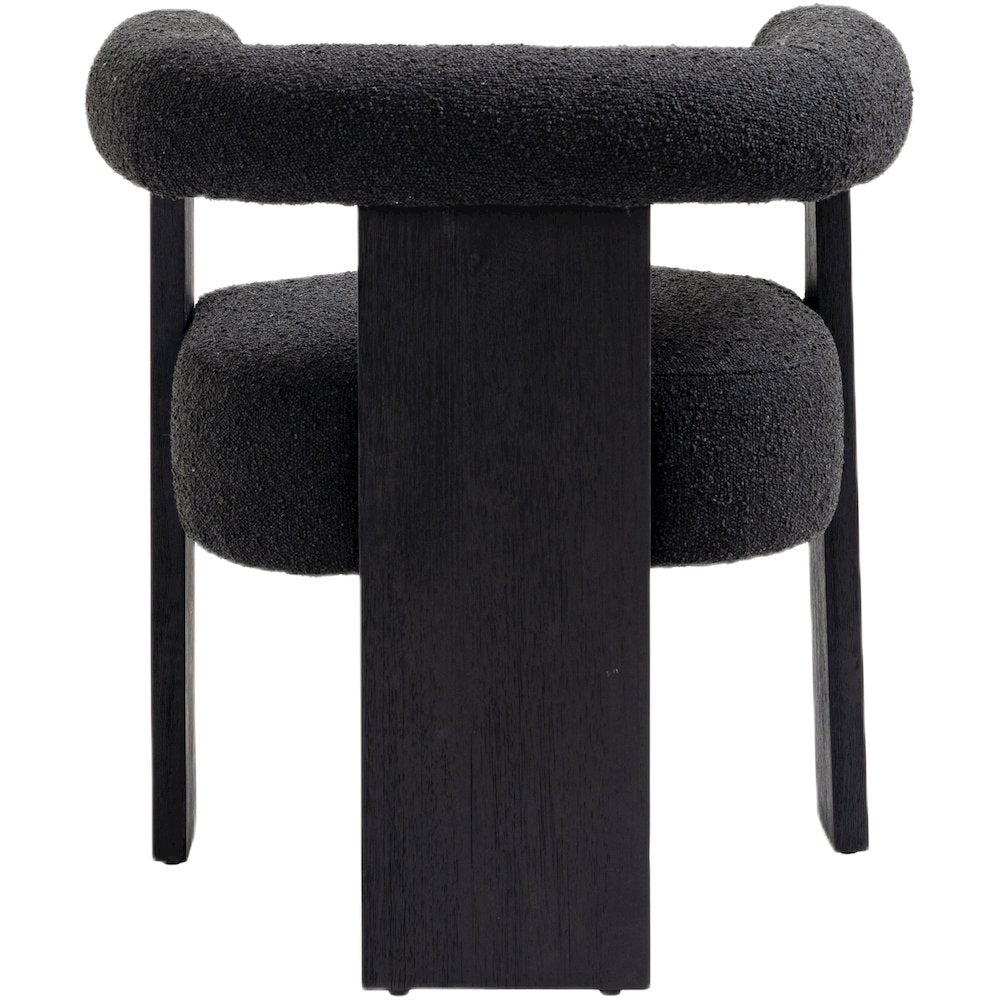 Barrel Black Boucle Fabric Dining Chair