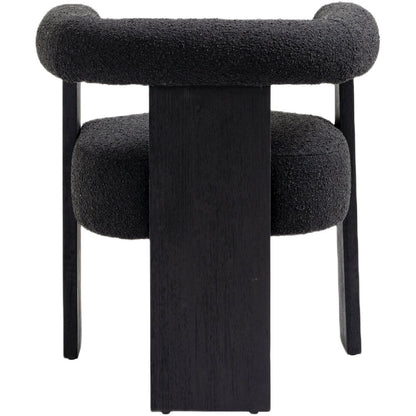 Barrel Black Boucle Fabric Dining Chair