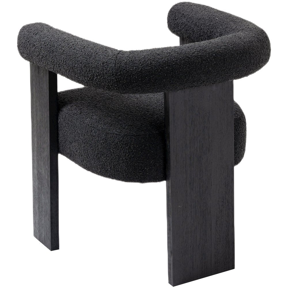 Barrel Black Boucle Fabric Dining Chair