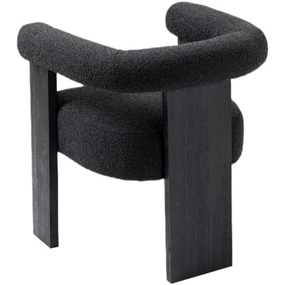 Barrel Black Boucle Fabric Dining Chair
