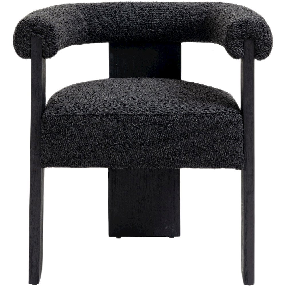 Barrel Black Boucle Fabric Dining Chair