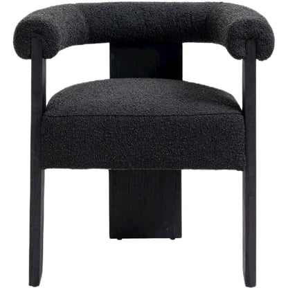 Barrel Black Boucle Fabric Dining Chair
