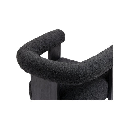 Barrel Black Boucle Fabric Dining Chair
