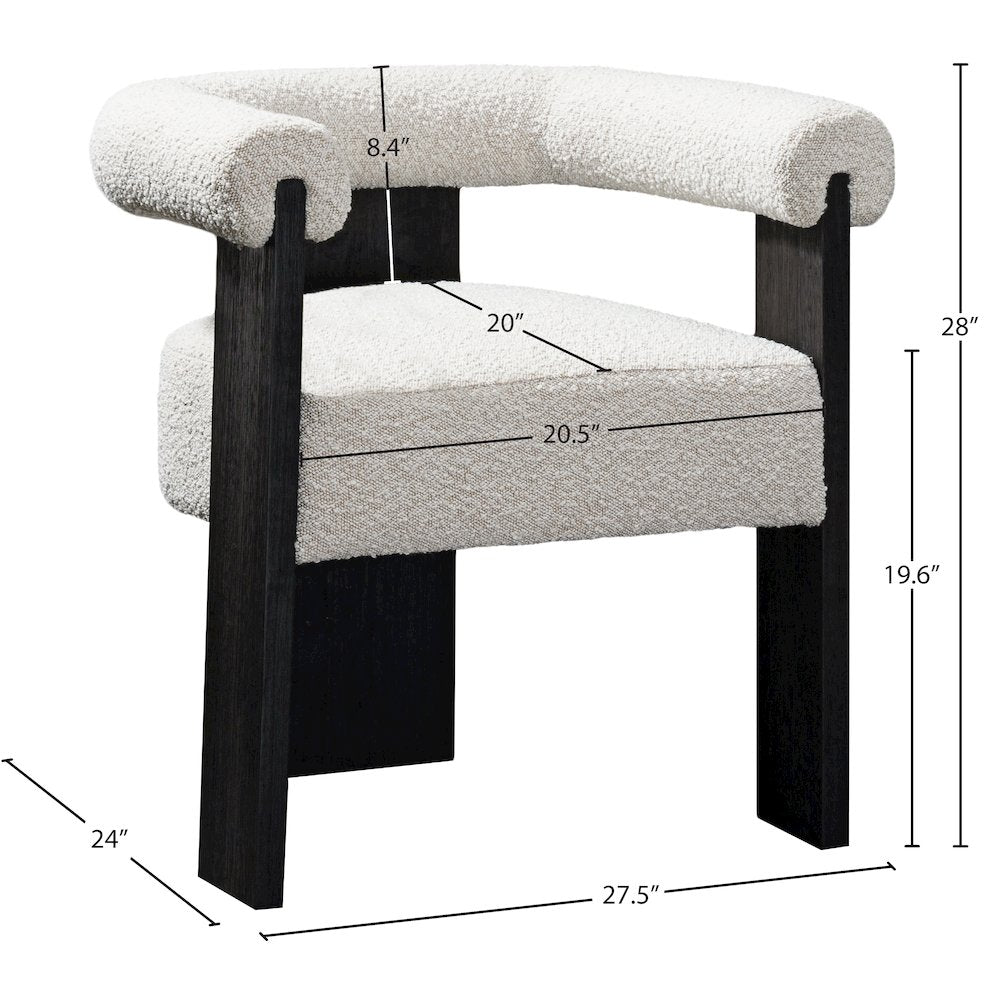 Barrel Cream Boucle Fabric Dining Chair