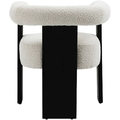 Barrel Cream Boucle Fabric Dining Chair