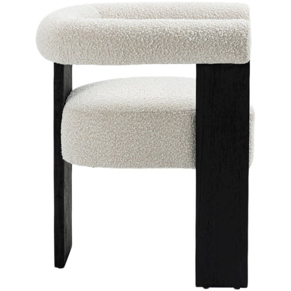 Barrel Cream Boucle Fabric Dining Chair