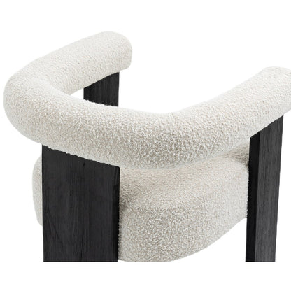 Barrel Cream Boucle Fabric Dining Chair