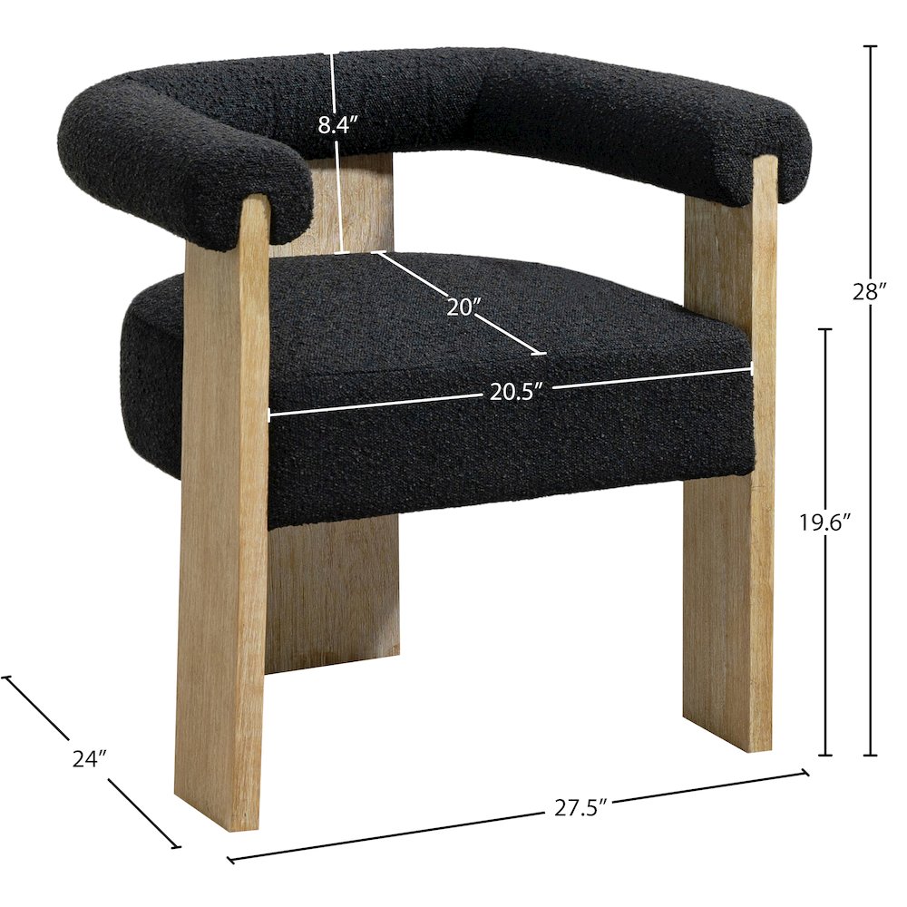 Barrel Black Boucle Fabric Dining Chair