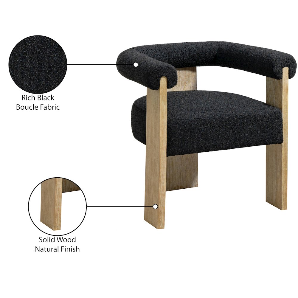 Barrel Black Boucle Fabric Dining Chair
