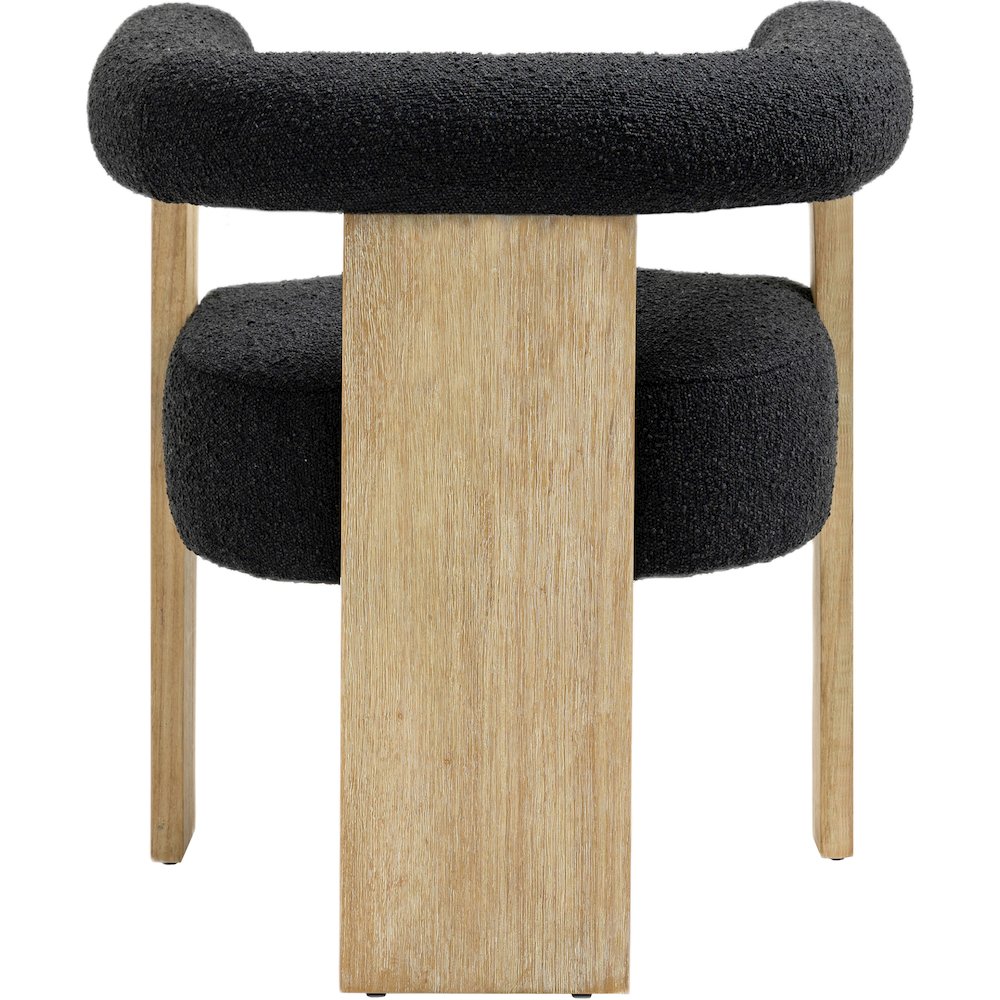 Barrel Black Boucle Fabric Dining Chair