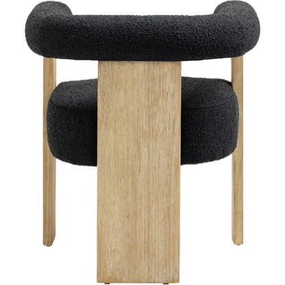 Barrel Black Boucle Fabric Dining Chair