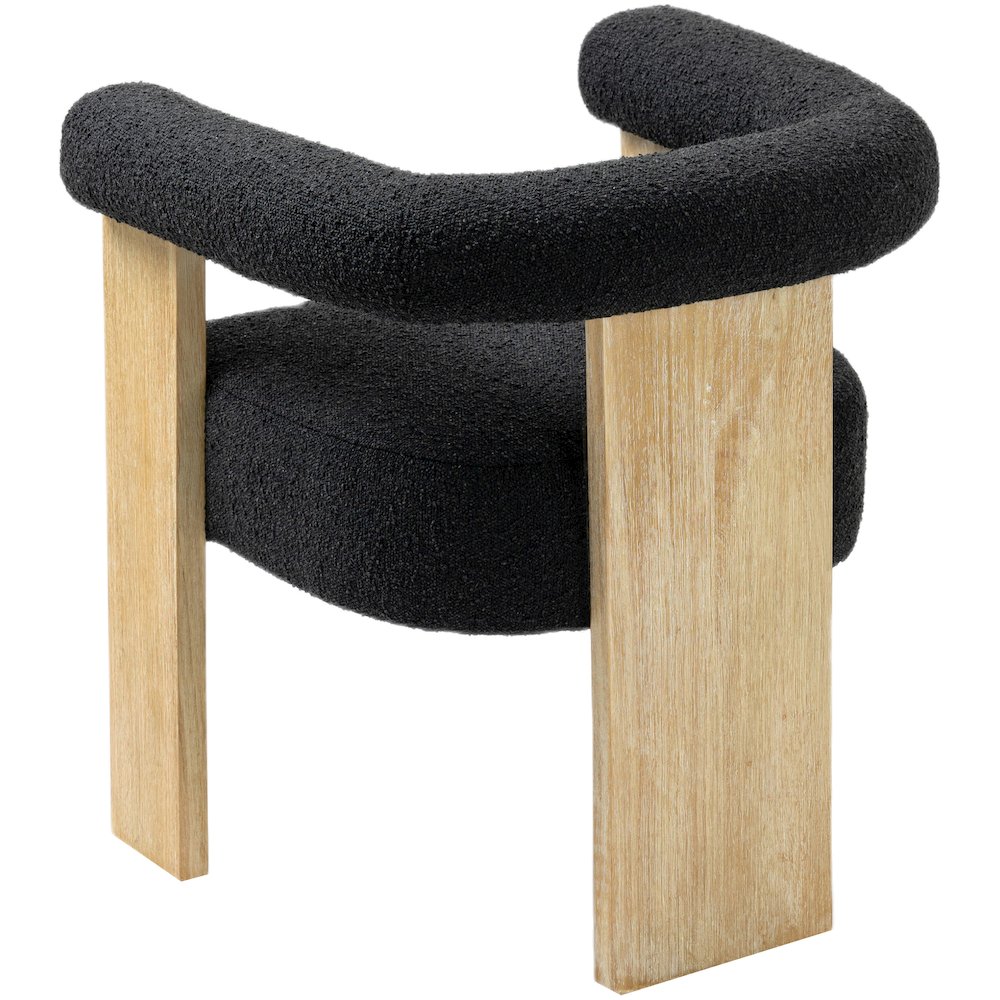 Barrel Black Boucle Fabric Dining Chair