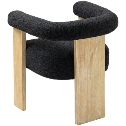 Barrel Black Boucle Fabric Dining Chair
