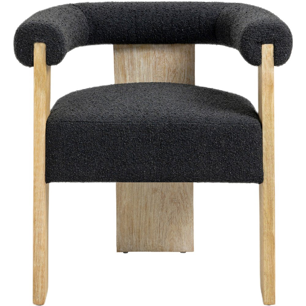Barrel Black Boucle Fabric Dining Chair