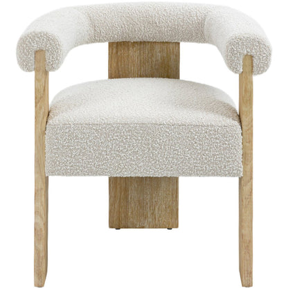 Barrel Cream Boucle Fabric Dining Chair