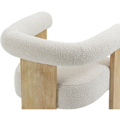 Barrel Cream Boucle Fabric Dining Chair