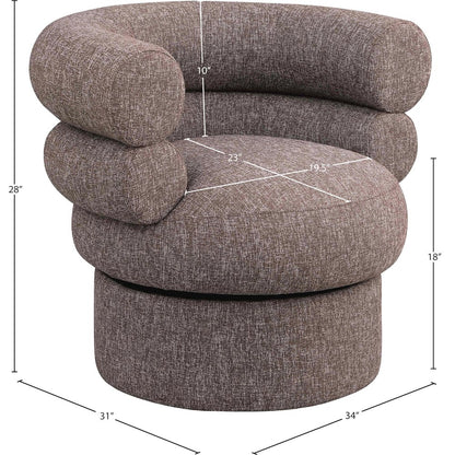 Valentina Brown Linen Textured Fabric Accent Swivel Chair