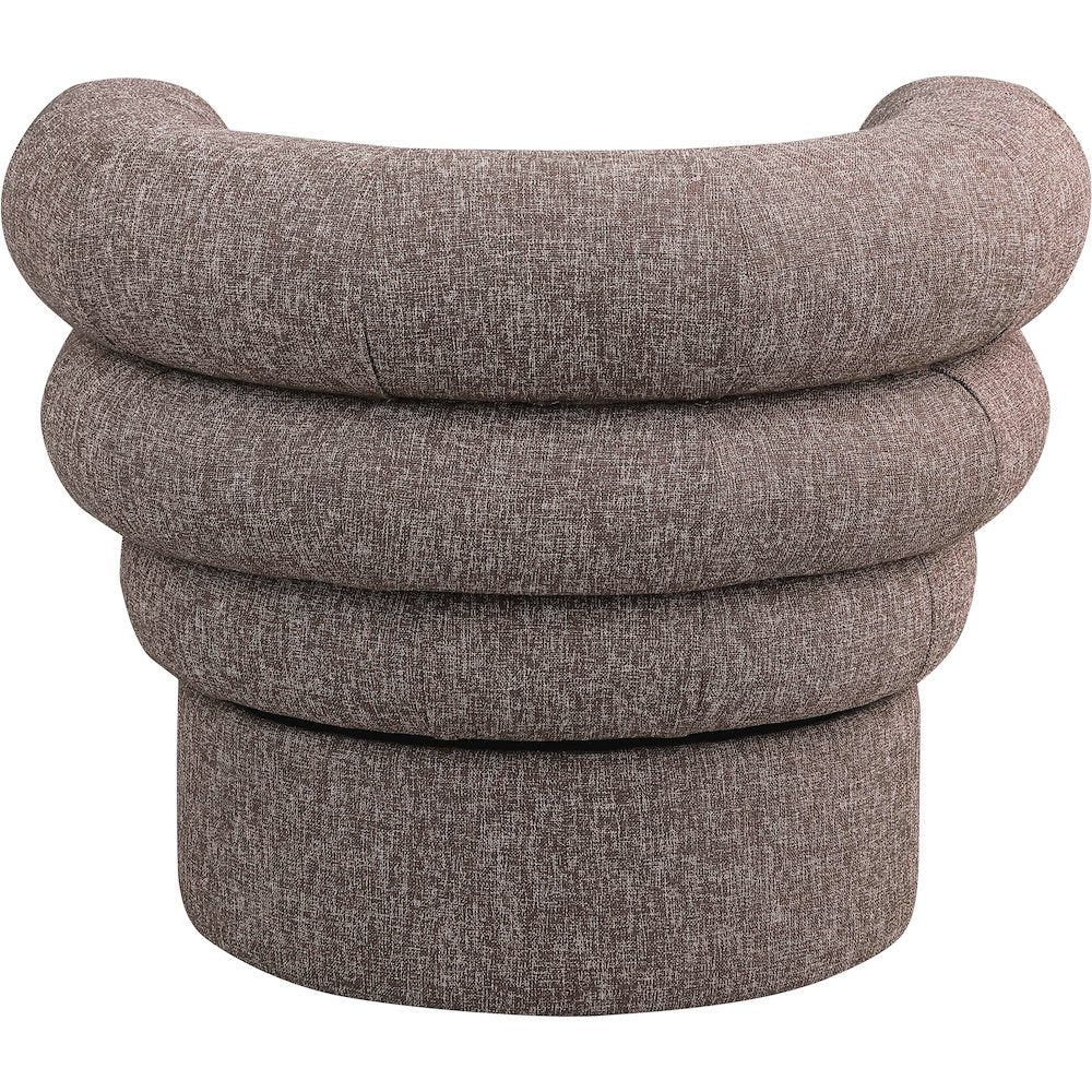 Valentina Brown Linen Textured Fabric Accent Swivel Chair