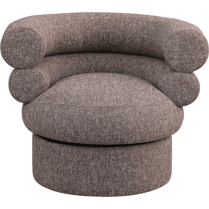 Valentina Brown Linen Textured Fabric Accent Swivel Chair