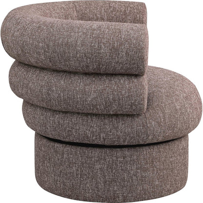 Valentina Brown Linen Textured Fabric Accent Swivel Chair