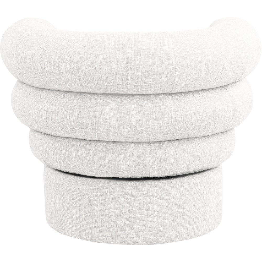 Valentina Cream Linen Textured Fabric Accent Swivel Chair