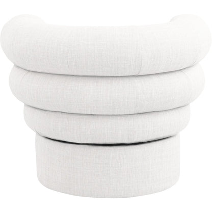 Valentina Cream Linen Textured Fabric Accent Swivel Chair
