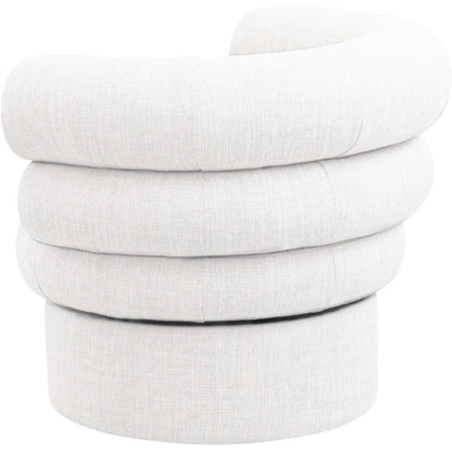 Valentina Cream Linen Textured Fabric Accent Swivel Chair