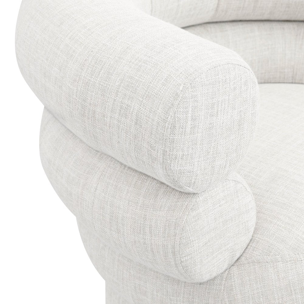 Valentina Cream Linen Textured Fabric Accent Swivel Chair