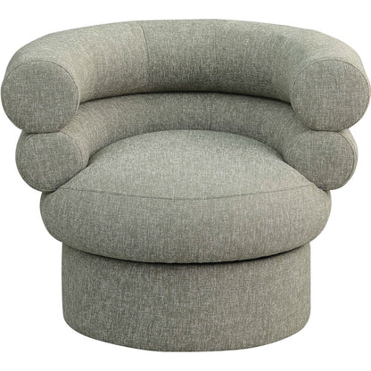Valentina Green Linen Textured Fabric Accent Swivel Chair
