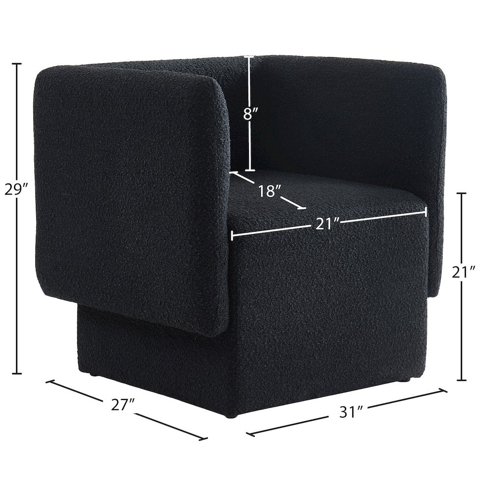 Vera Black Boucle Fabric Accent Chair