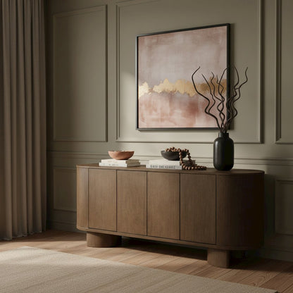 Caldra Brown Oak Veneer And Solid Wood Sideboard/Buffet