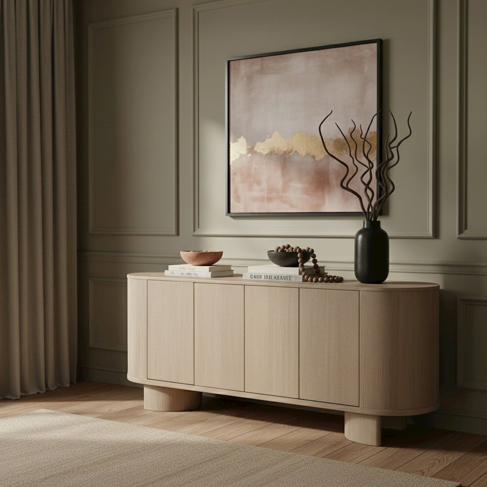 Caldra Natural Oak Veneer And Solid Wood Sideboard/Buffet