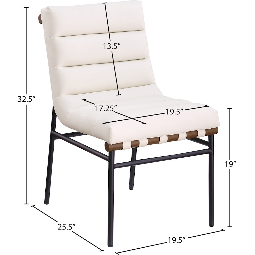Burke Cream Vegan Leather Dining Chair, Set of 2